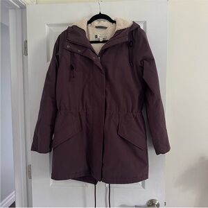 Size M MEC Purple Sherpa Lined Winter Parka Coat